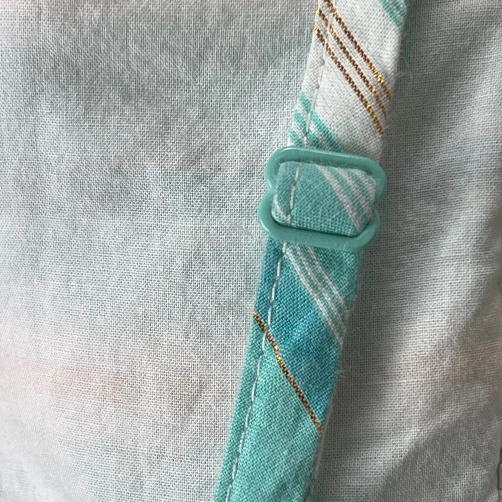 Gap‎ Kids Girls Turquoise Gold Metallic Striped Cross Back Tiered Dress S 6-7
